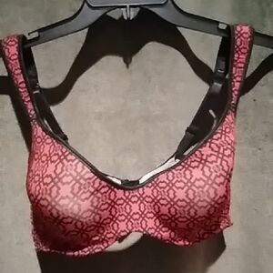 Red And Black Patterned Women's Bra